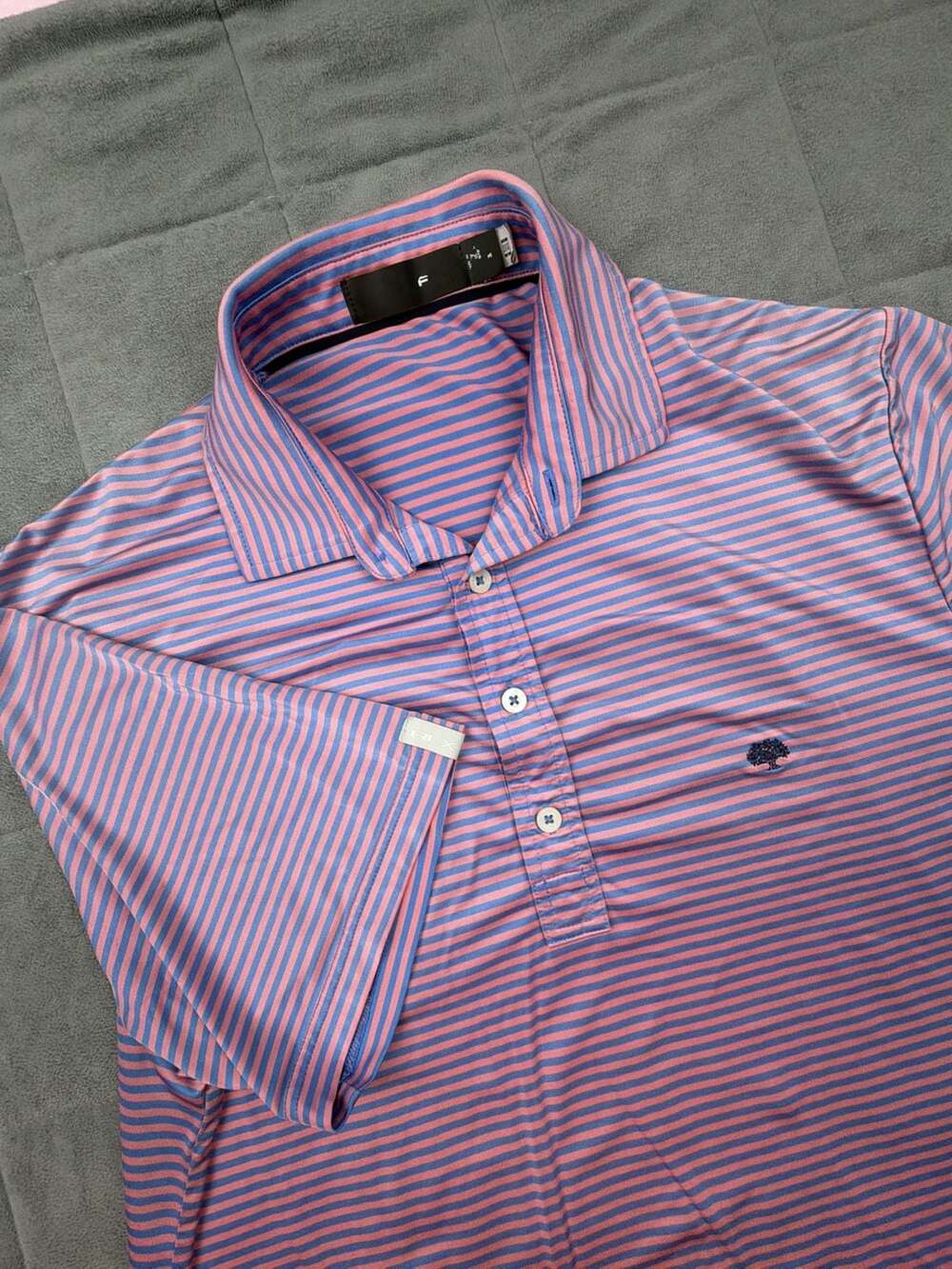 RLX Polo Performance Polo Shirt Men's Size M Blue Pink Striped